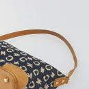 CELINE C Macadam Canvas Shoulder Bag Blue Gold Auth bs36746-8