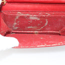 CHANEL Matelasse Chain Shoulder Bag Lamb Skin Red Gold CC Auth bs36747-16