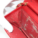 CHANEL Matelasse Chain Shoulder Bag Lamb Skin Red Gold CC Auth bs36747-18