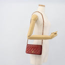 CHANEL Matelasse Chain Shoulder Bag Lamb Skin Red Gold CC Auth bs36747-21