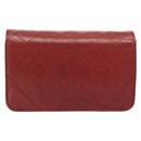 CHANEL Matelasse Chain Shoulder Bag Lamb Skin Red Gold CC Auth bs36747-3