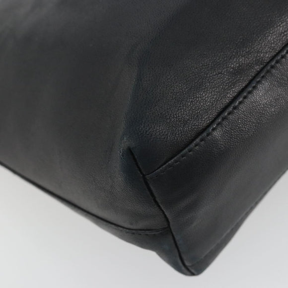 Salvatore Ferragamo Shoulder Bag Leather Black Silver Auth bs36748
