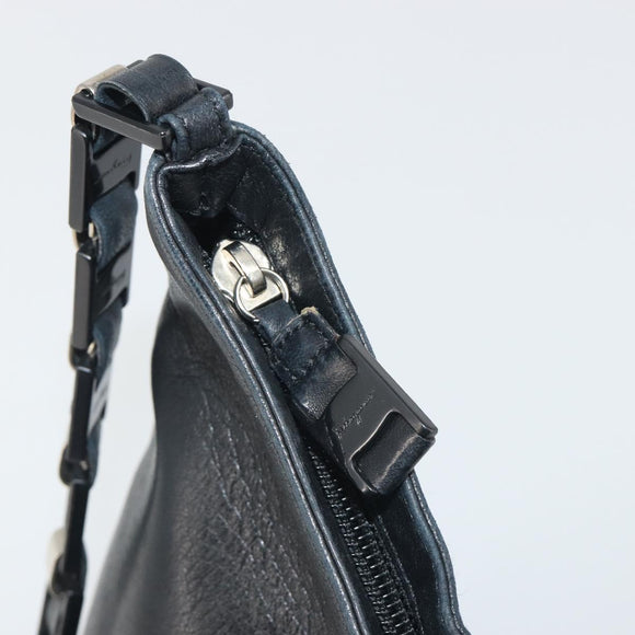 Salvatore Ferragamo Shoulder Bag Leather Black Silver Auth bs36748