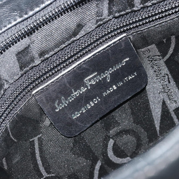 Salvatore Ferragamo Shoulder Bag Leather Black Silver Auth bs36748