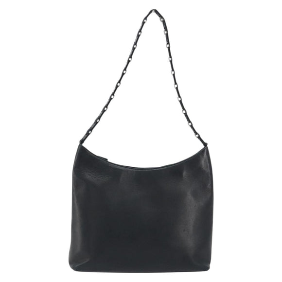 Salvatore Ferragamo Shoulder Bag Leather Black Silver Auth bs36748