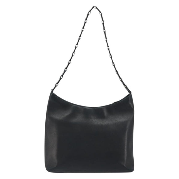 Salvatore Ferragamo Shoulder Bag Leather Black Silver Auth bs36748