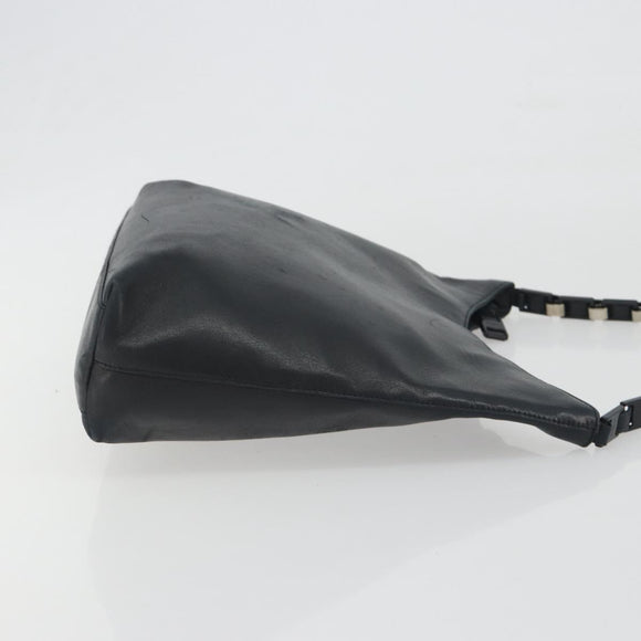 Salvatore Ferragamo Shoulder Bag Leather Black Silver Auth bs36748