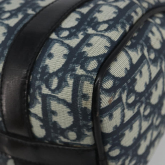 Christian Dior Trotter Canvas Hand Bag PVC Navy Gold Auth bs36749