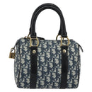 Christian Dior Trotter Canvas Hand Bag PVC Navy Gold Auth bs36749-2