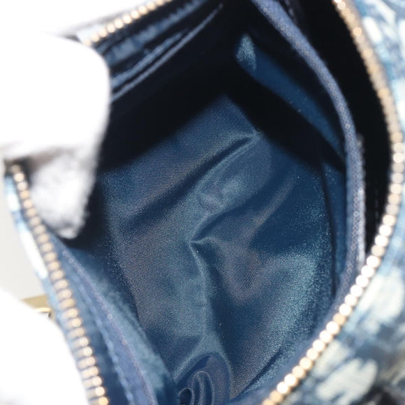 Christian Dior Trotter Canvas Hand Bag PVC Navy Gold Auth bs36749