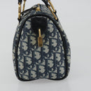 Christian Dior Trotter Canvas Hand Bag PVC Navy Gold Auth bs36749-5