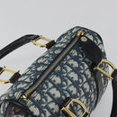 Christian Dior Trotter Canvas Hand Bag PVC Navy Gold Auth bs36749-6