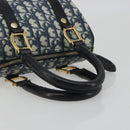 Christian Dior Trotter Canvas Hand Bag PVC Navy Gold Auth bs36749-7