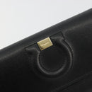 Salvatore Ferragamo Gancini Long Wallet Leather Black Gold Auth bs36751-17