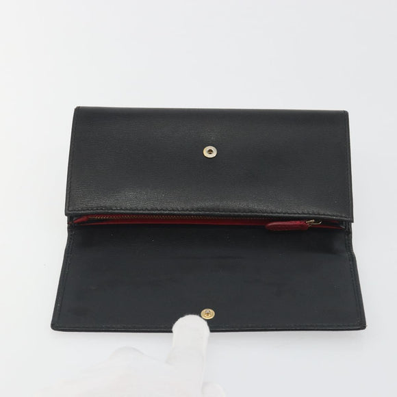 Salvatore Ferragamo Gancini Long Wallet Leather Black Gold Auth bs36751