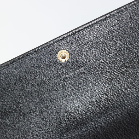 Salvatore Ferragamo Gancini Long Wallet Leather Black Gold Auth bs36751