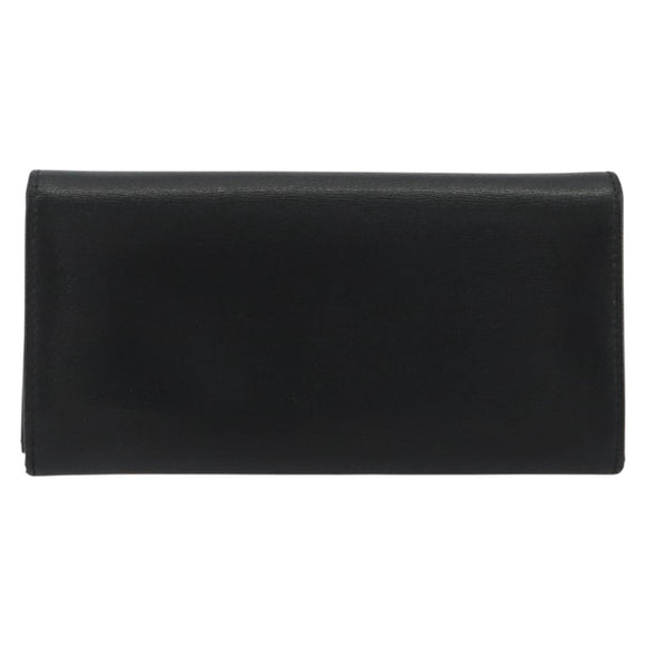 Salvatore Ferragamo Gancini Long Wallet Leather Black Gold Auth bs36751