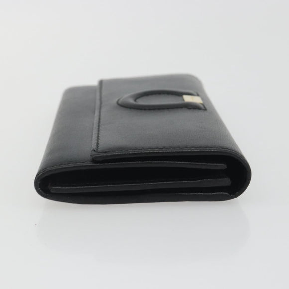 Salvatore Ferragamo Gancini Long Wallet Leather Black Gold Auth bs36751