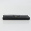 Salvatore Ferragamo Gancini Long Wallet Leather Black Gold Auth bs36751-5