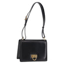 Salvatore Ferragamo Gancini Shoulder Bag Leather Black Gold Auth bs36752-1