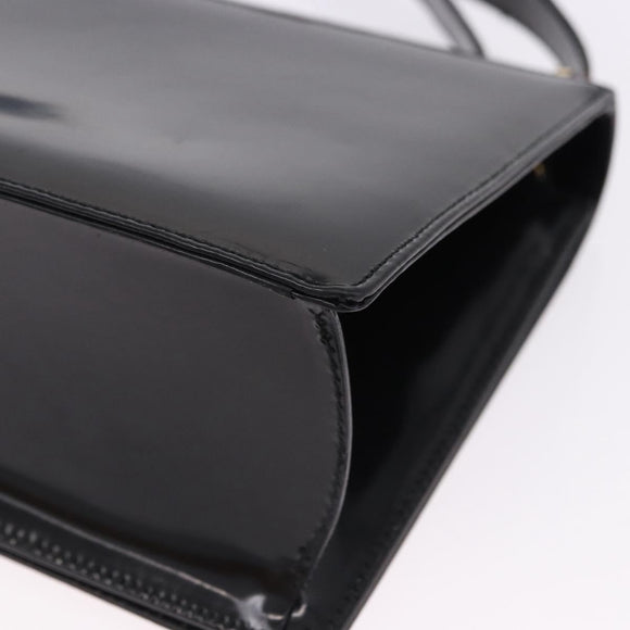 Salvatore Ferragamo Gancini Shoulder Bag Leather Black Gold Auth bs36752