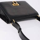 Salvatore Ferragamo Gancini Shoulder Bag Leather Black Gold Auth bs36752-6