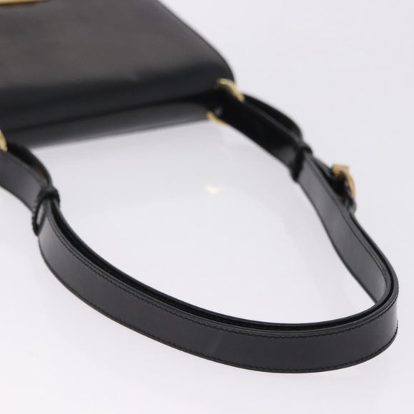 Salvatore Ferragamo Gancini Shoulder Bag Leather Black Gold Auth bs36752
