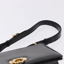 Salvatore Ferragamo Gancini Shoulder Bag Leather Black Gold Auth bs36752-8