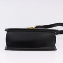 Salvatore Ferragamo Gancini Shoulder Bag Leather Black Gold Auth bs36752-5