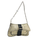 Christian Dior Hardcore Chain Shoulder Bag Silk Silver Gold Auth bs36753A-1