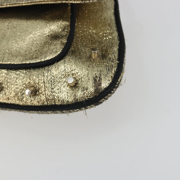 Christian Dior Hardcore Chain Shoulder Bag Silk Silver Gold Auth bs36753A