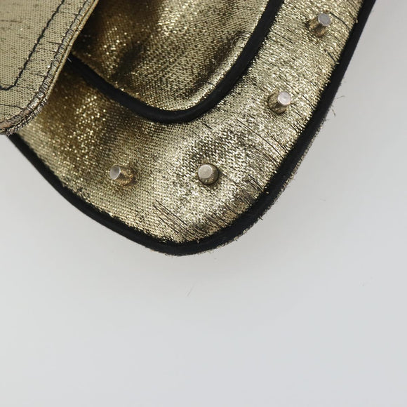 Christian Dior Hardcore Chain Shoulder Bag Silk Silver Gold Auth bs36753A