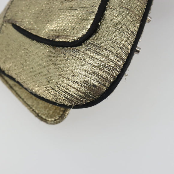 Christian Dior Hardcore Chain Shoulder Bag Silk Silver Gold Auth bs36753A