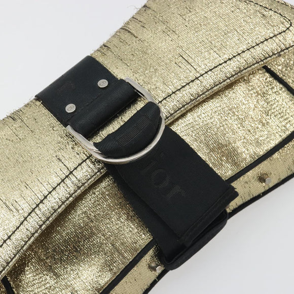 Christian Dior Hardcore Chain Shoulder Bag Silk Silver Gold Auth bs36753A
