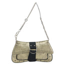 Christian Dior Hardcore Chain Shoulder Bag Silk Silver Gold Auth bs36753A-2