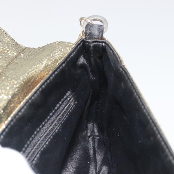 Christian Dior Hardcore Chain Shoulder Bag Silk Silver Gold Auth bs36753A