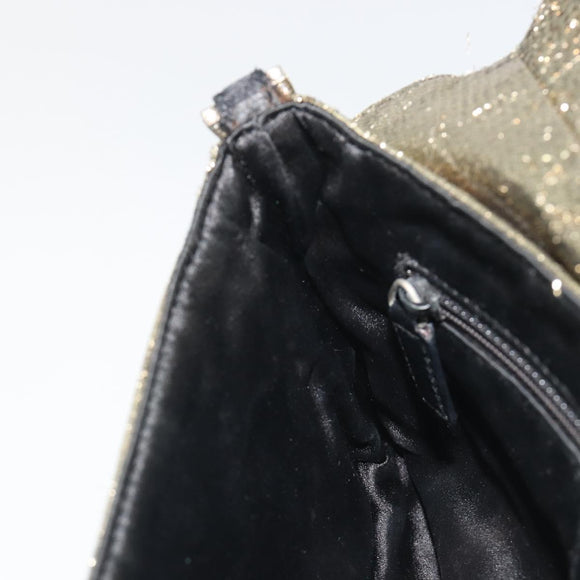 Christian Dior Hardcore Chain Shoulder Bag Silk Silver Gold Auth bs36753A