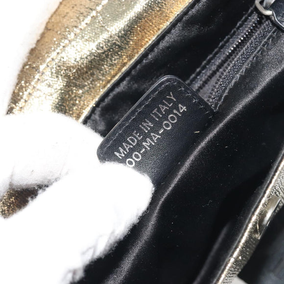 Christian Dior Hardcore Chain Shoulder Bag Silk Silver Gold Auth bs36753A