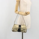 Christian Dior Hardcore Chain Shoulder Bag Silk Silver Gold Auth bs36753A-25