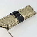 Christian Dior Hardcore Chain Shoulder Bag Silk Silver Gold Auth bs36753A-6