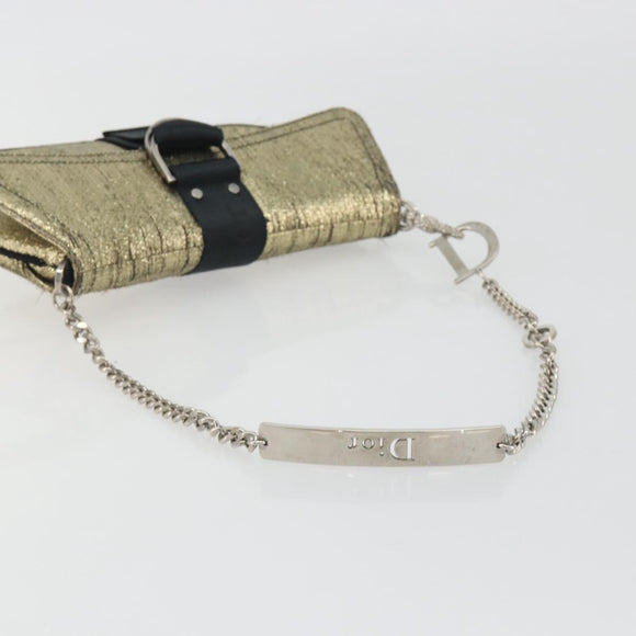 Christian Dior Hardcore Chain Shoulder Bag Silk Silver Gold Auth bs36753A