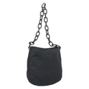 PRADA Chain Shoulder Bag Nylon Black Silver Auth bs36754A-1