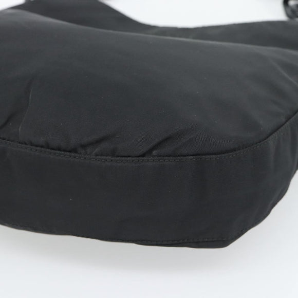 PRADA Chain Shoulder Bag Nylon Black Silver Auth bs36754A
