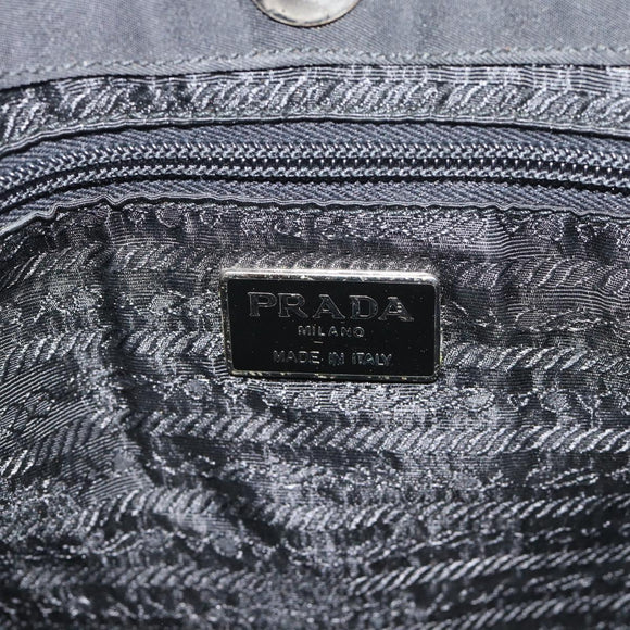 PRADA Chain Shoulder Bag Nylon Black Silver Auth bs36754A