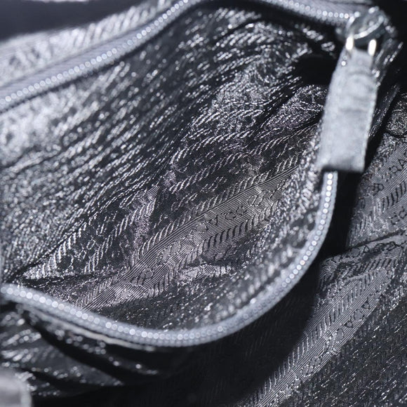 PRADA Chain Shoulder Bag Nylon Black Silver Auth bs36754A