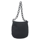 PRADA Chain Shoulder Bag Nylon Black Silver Auth bs36754A-2