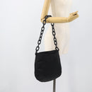 PRADA Chain Shoulder Bag Nylon Black Silver Auth bs36754A-21