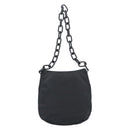 PRADA Chain Shoulder Bag Nylon Black Silver Auth bs36754A-3