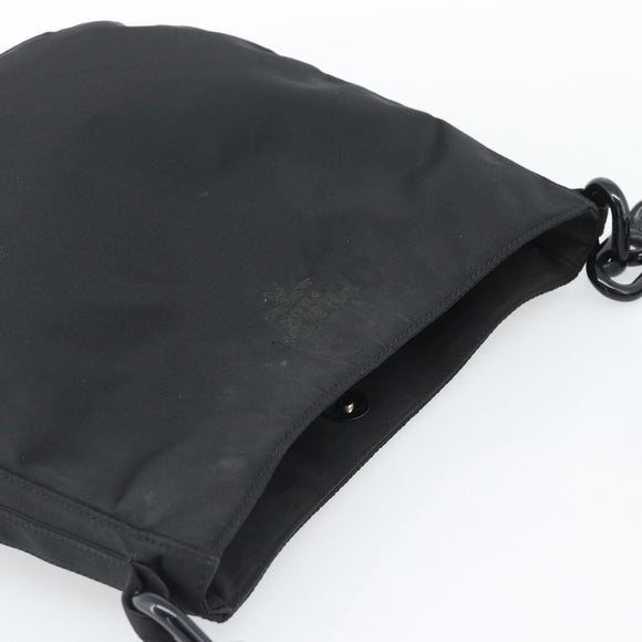 PRADA Chain Shoulder Bag Nylon Black Silver Auth bs36754A