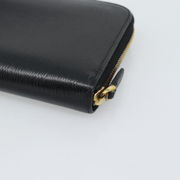 PRADA Long Wallet Safiano Leather Black Gold Auth bs36755